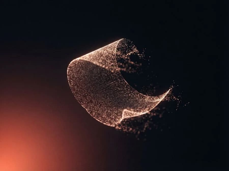 A sheet of paper dissolving into particles