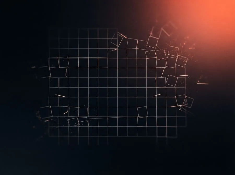 A grid of light breaking apart