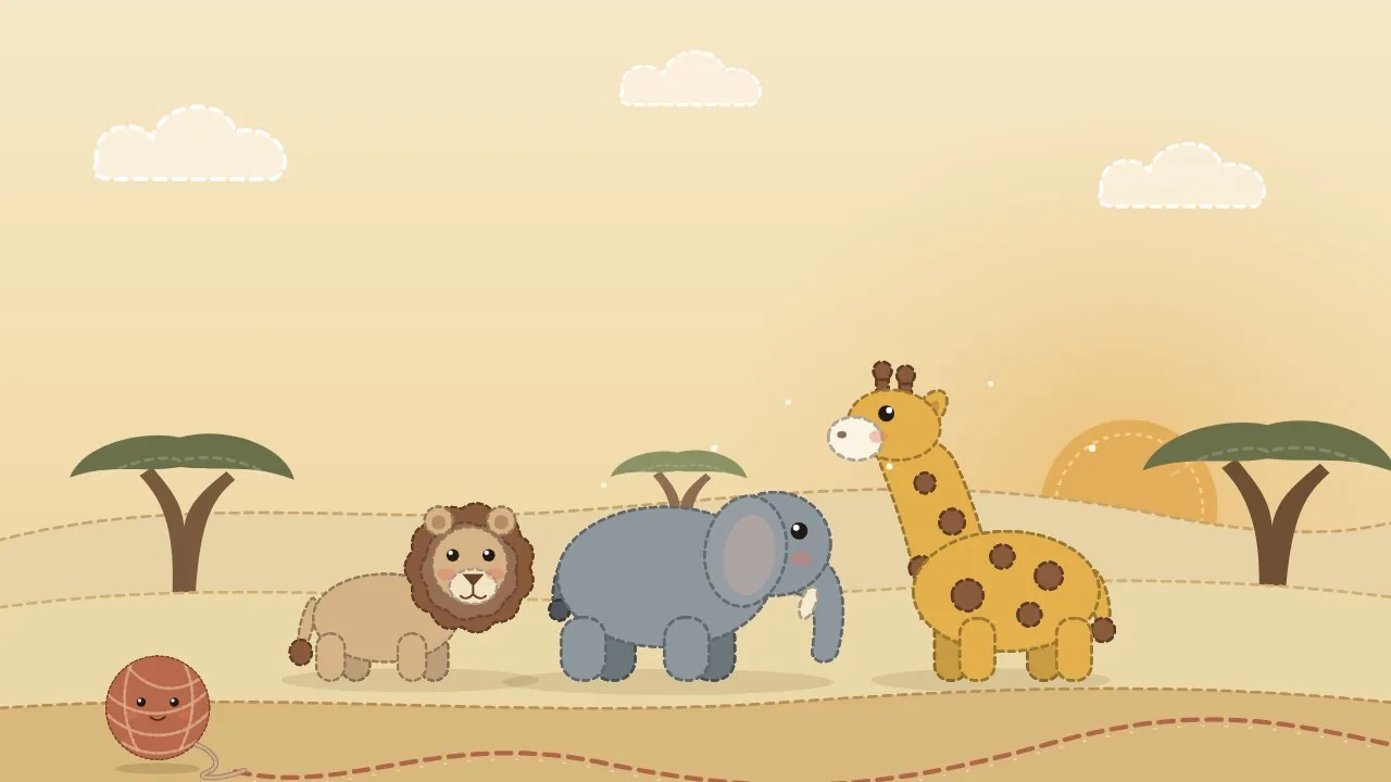 Mikono Creations hero scene with crocheted safari animals