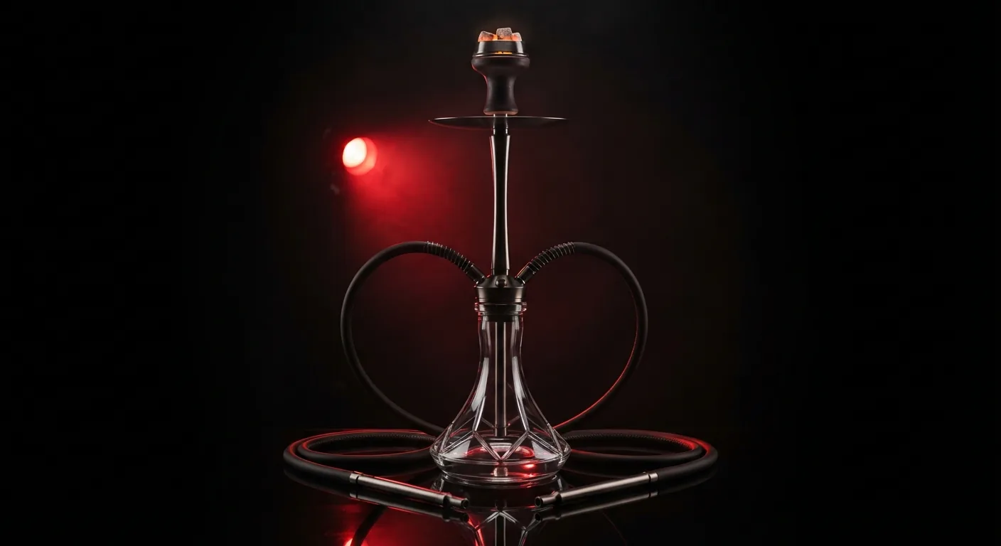 A two hose hookah lit red