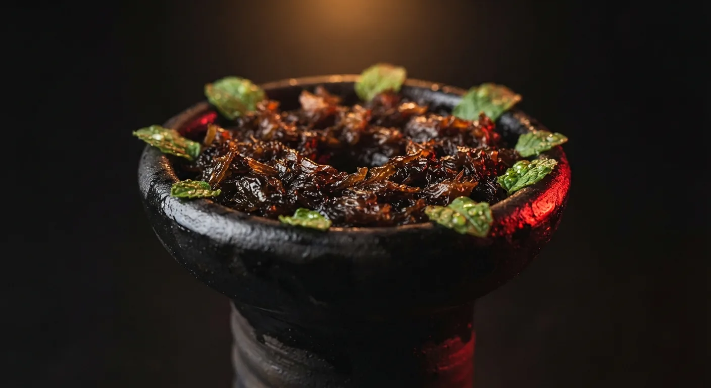 Hookah bowl topped with mint leaves
