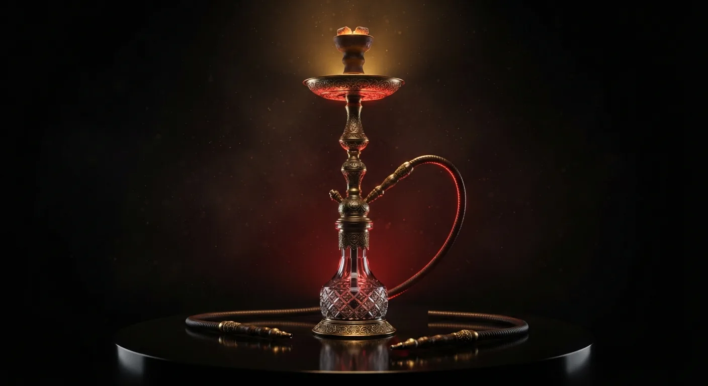 A crystal hookah on a dark stage