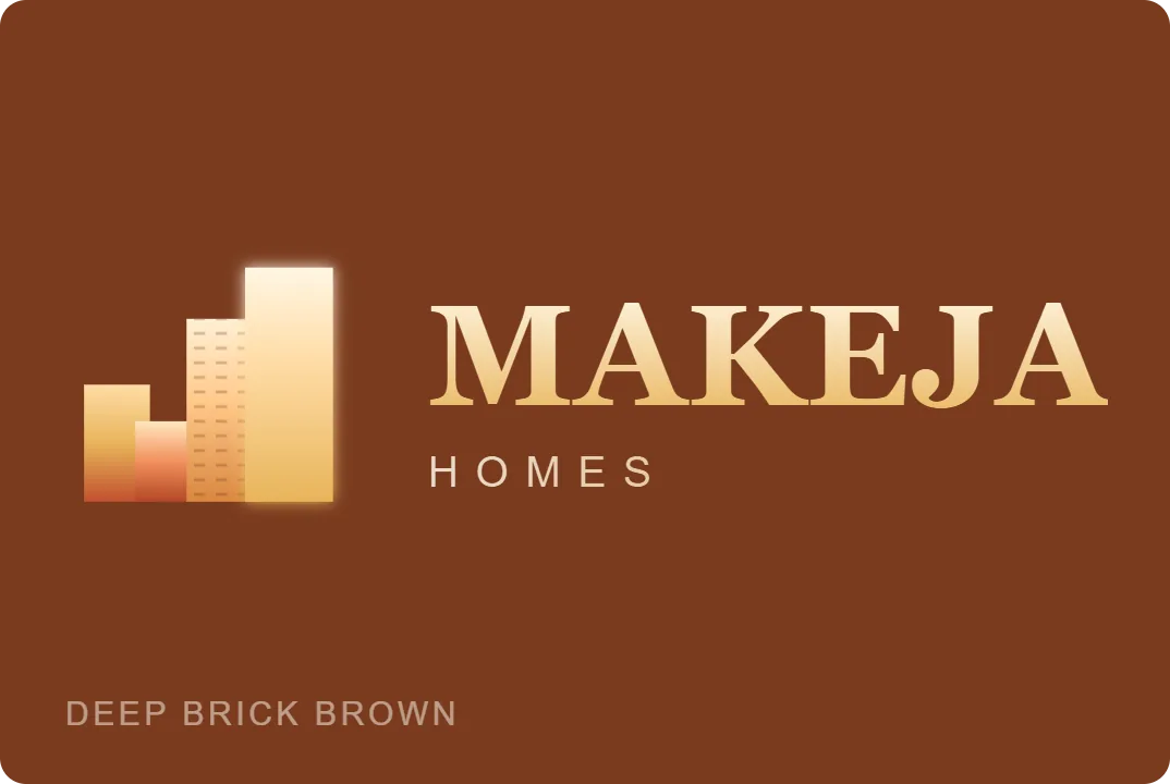 Earlier Makeja Homes mark of four rising bars on brick brown