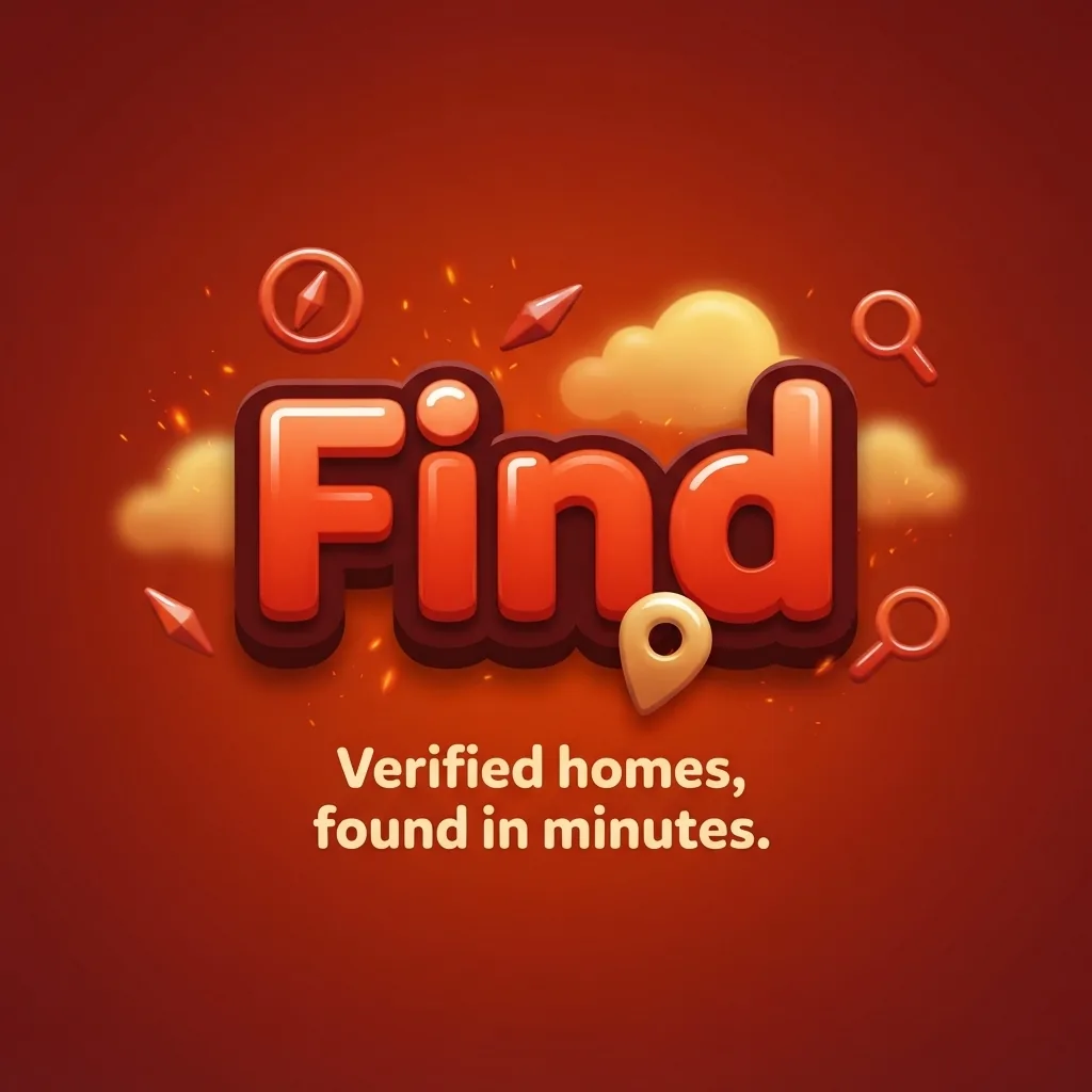 3D red Find lettering with a map pin