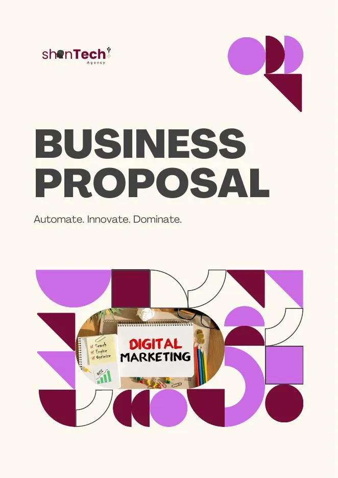 Cover reading Business Proposal, Automate. Innovate. Dominate.